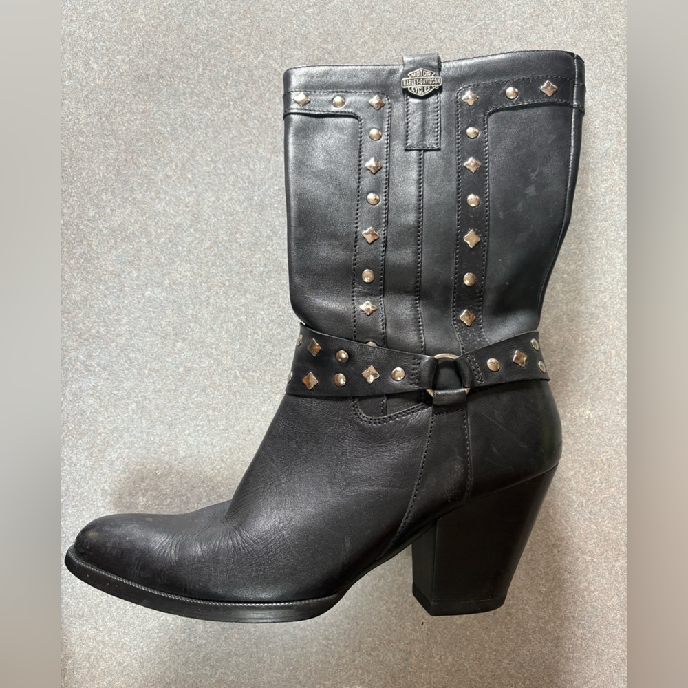 Harley-Davidson Women’s Black Strut Boots with Silver Accents